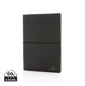 A5 Notizbuch aus GRS recyceltem Leder grau bedrucken, Art.-Nr. P772.212