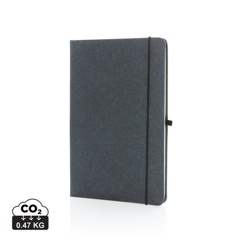 A5 Hardcover Notizbuch aus GRS recyceltem PU grau bedrucken, Art.-Nr. P774.202