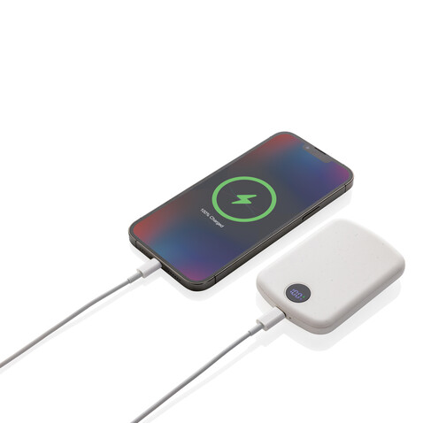 MagBoost 5.000mAh magnetische Powerbank aus RCS rec. Plastik weiß bedrucken, Art.-Nr. P322.413