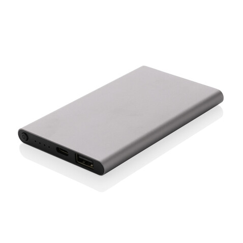 4.000mAh Type-C Powerbank aus RCS recyeltem ABS &amp; Aluminium anthrazit bedrucken, Art.-Nr. P322.420