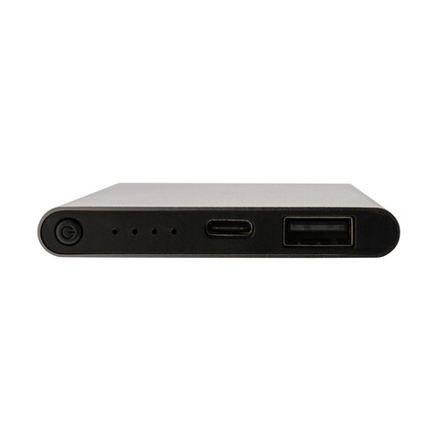 4.000mAh Type-C Powerbank aus RCS recyeltem ABS &amp; Aluminium anthrazit bedrucken, Art.-Nr. P322.420