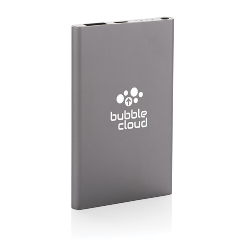 4.000mAh Type-C Powerbank aus RCS recyeltem ABS &amp; Aluminium anthrazit bedrucken, Art.-Nr. P322.420