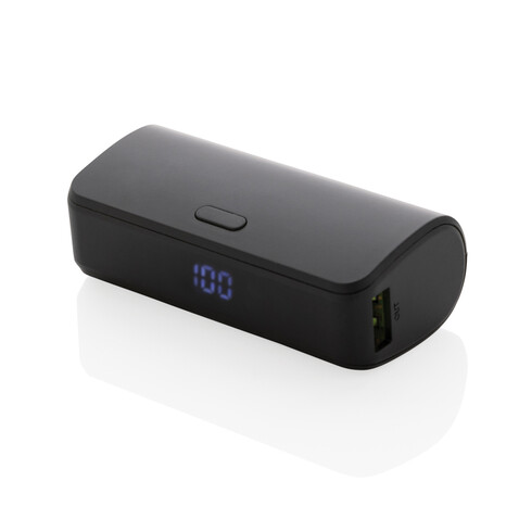 FlashCharge 5000mah Fast-Charge Powerbank aus RCS rPlastik schwarz bedrucken, Art.-Nr. P322.461