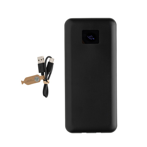 Gridley 20.000mAh 65W Laptop Powerbank aus RCS rPlastik schwarz bedrucken, Art.-Nr. P322.801