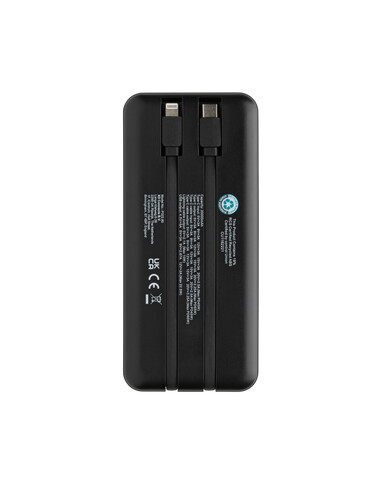 Gridley 20.000mAh 65W Laptop Powerbank aus RCS rPlastik schwarz bedrucken, Art.-Nr. P322.801
