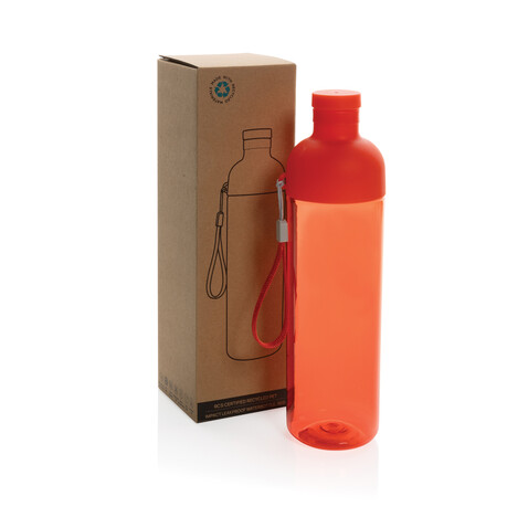 Impact auslaufsichere Wasserflasche aus RCS recyc. PET 600ml rot bedrucken, Art.-Nr. P437.014