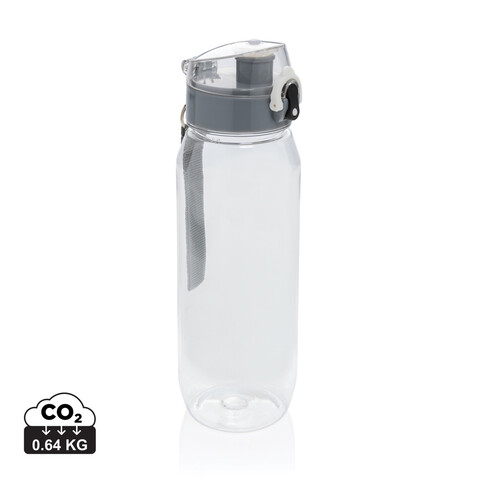Yide verschließbare Wasserflasche aus RCS rec. PET, 800ml transparent bedrucken, Art.-Nr. P437.020