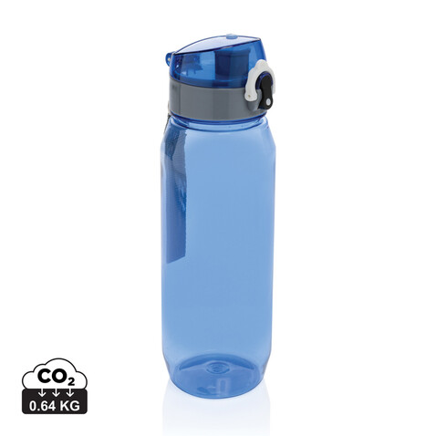 Yide verschließbare Wasserflasche aus RCS rec. PET, 800ml blau bedrucken, Art.-Nr. P437.025