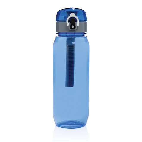 Yide verschließbare Wasserflasche aus RCS rec. PET, 800ml blau bedrucken, Art.-Nr. P437.025