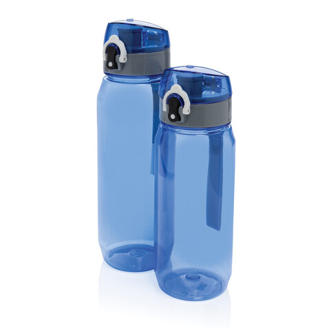 Yide verschließbare Wasserflasche aus RCS rec. PET, 800ml blau bedrucken, Art.-Nr. P437.025