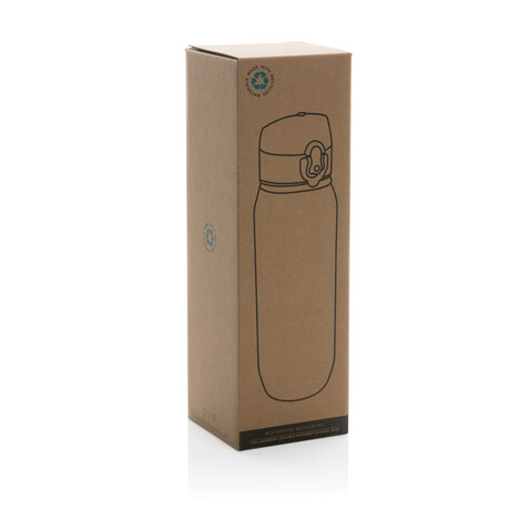 Yide verschließbare Wasserflasche aus RCS rec. PET, 800ml blau bedrucken, Art.-Nr. P437.025