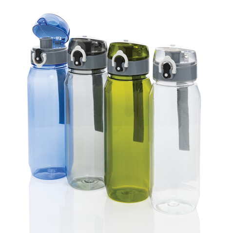 Yide verschließbare Wasserflasche aus RCS rec. PET, 800ml transparent bedrucken, Art.-Nr. P437.020