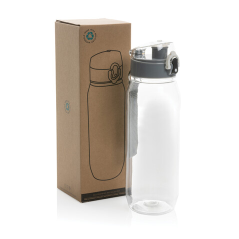 Yide verschließbare Wasserflasche aus RCS rec. PET, 800ml transparent bedrucken, Art.-Nr. P437.020