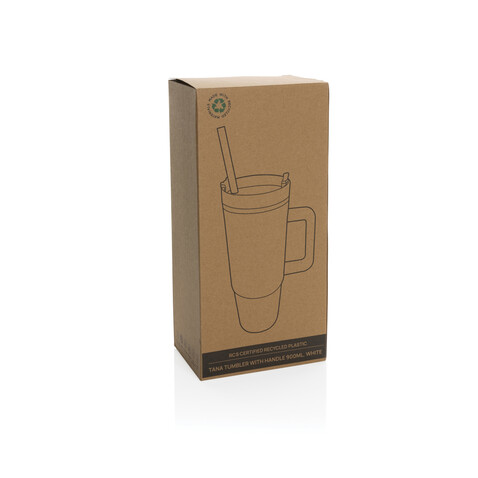 Tana Becher aus RCS recyceltem Kunststoff mit Griff 900ml weiß bedrucken, Art.-Nr. P437.103