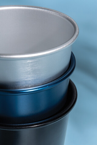 Alo Leight-Weight-Becher aus RCS recyceltem Aluminium 450ml navy blau bedrucken, Art.-Nr. P437.200