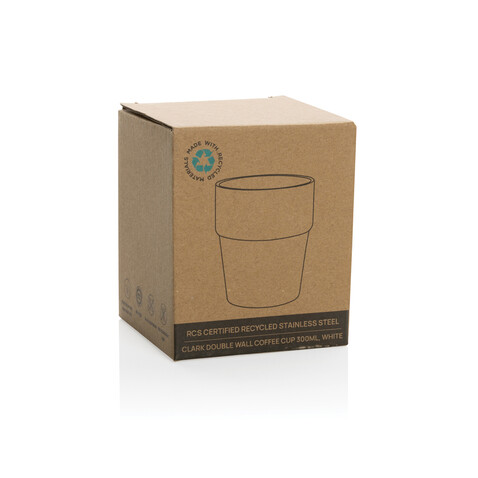 Clark Doppelwandige RCS Kaffeetasse 300ml weiß bedrucken, Art.-Nr. P437.213