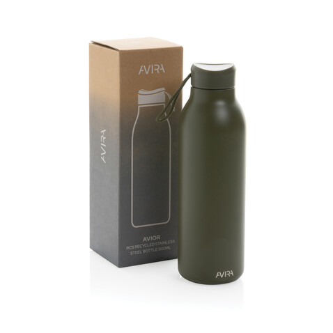 Avira Avior RCS recycelte Stainless-Steel Flasche 500ml grün bedrucken, Art.-Nr. P438.008