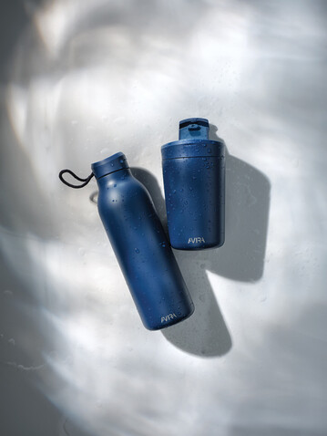 Avira Avior RCS recycelte Stainless-Steel Flasche 500ml navy blau bedrucken, Art.-Nr. P438.000