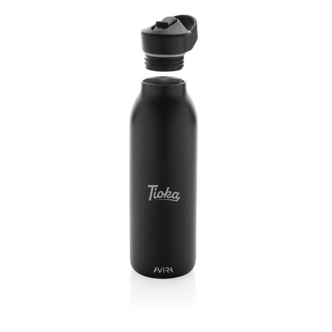 Avira Ara RCS Re-Steel Fliptop Wasserflasche 500ml schwarz bedrucken, Art.-Nr. P438.081