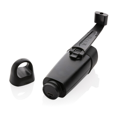 Lightwave USB-Taschenlampe mit Kurbel aus RCS rPlastik schwarz bedrucken, Art.-Nr. P513.621