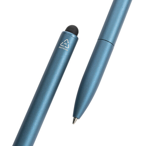 Kymi Stift mit Stylus aus RCS recyceltem Aluminum Königsblau bedrucken, Art.-Nr. P611.235