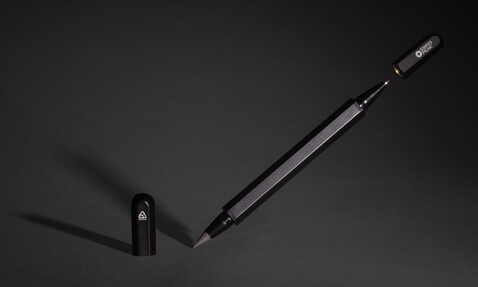 Swiss Peak Storm Dual-Tip-Pen aus RCS recyceltem Aluminum schwarz bedrucken, Art.-Nr. P611.251