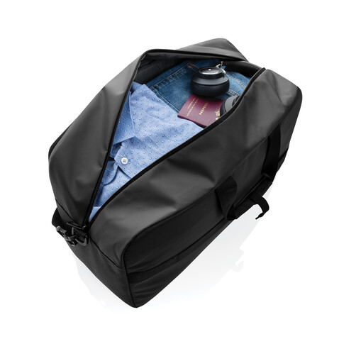 Armond AWARE™ RPET Weekend-Duffel schwarz bedrucken, Art.-Nr. P707.241 Armond AWARE™ RPET Weekend-Duffel schwarz bedrucken, Art.-Nr. P707.241