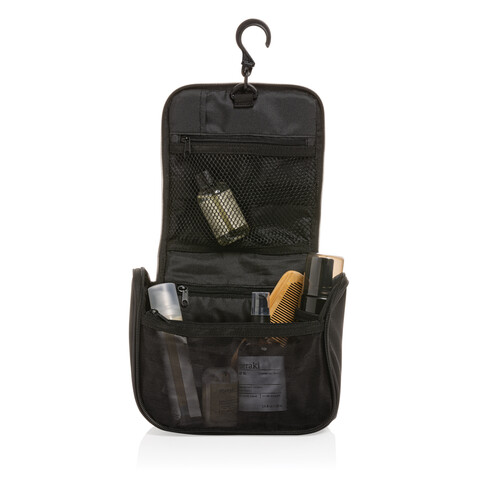 Swiss Peak Lohan AWARE™ Kosmetiktasche schwarz bedrucken, Art.-Nr. P820.851 Swiss Peak Lohan AWARE™ Kosmetiktasche schwarz bedrucken, Art.-Nr. P820.851