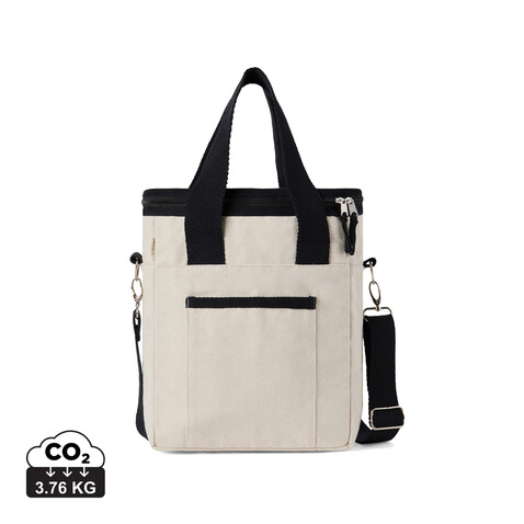 VINGA Volonne AWARE™ Kühltasche aus recyceltem Canvas off white, schwarz bedrucken, Art.-Nr. V422113