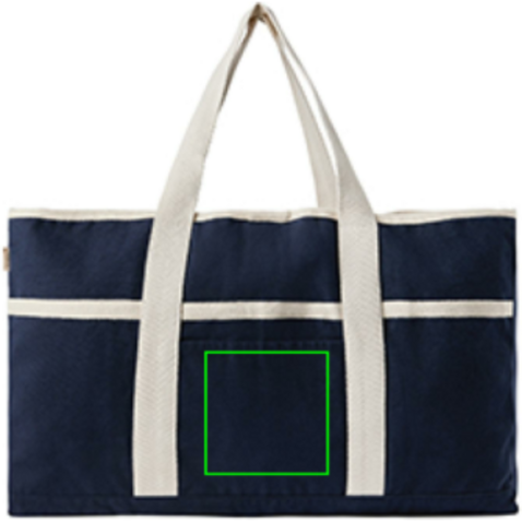 VINGA Volonne AWARE™ Strandtasche aus recyceltem Canvas blau, off white bedrucken, Art.-Nr. V762035