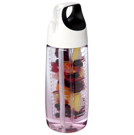 HydroFruit 700 ml Sportflasche aus recyceltem Kunststoff mit Klappdeckel und Trinkhalm, transparent weiss bedrucken, Art.-Nr. 10078401
