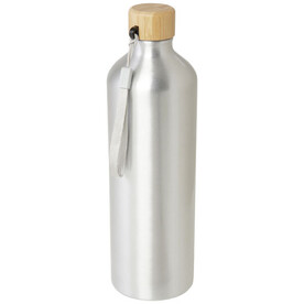 Malpeza 1L RCS-zertifizierte Wasserflasche aus recyceltem Aluminium, silber bedrucken, Art.-Nr. 10079681