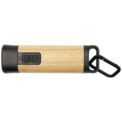 Kuma Taschenlampe aus Bambus und recyceltem RCS Kunststoff mit Karabinerhaken, natur bedrucken, Art.-Nr. 10457006