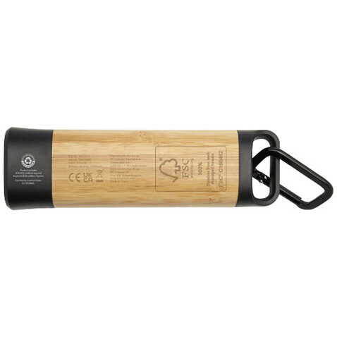 Kuma Taschenlampe aus Bambus und recyceltem RCS Kunststoff mit Karabinerhaken, natur bedrucken, Art.-Nr. 10457006