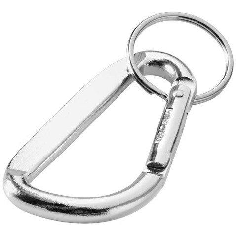 Timor RCS Karabiner Schlüsselanhänger aus recyceltem Aluminium, silber bedrucken, Art.-Nr. 10457281