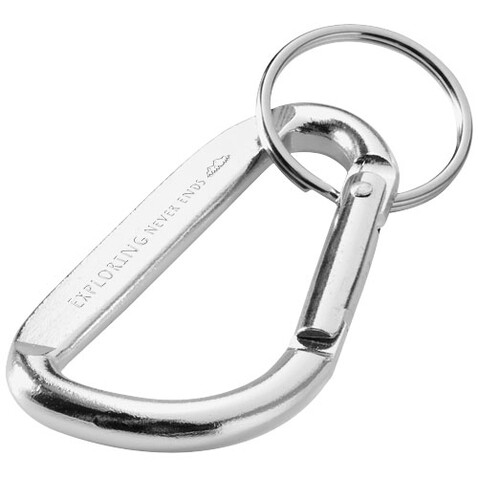 Timor RCS Karabiner Schlüsselanhänger aus recyceltem Aluminium, silber bedrucken, Art.-Nr. 10457281