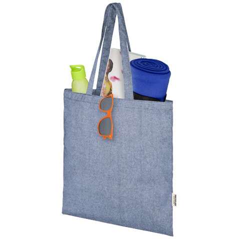 Pheebs 150 g/m² Aware™ recycelte Tragetasche, heather blau bedrucken, Art.-Nr. 12070350