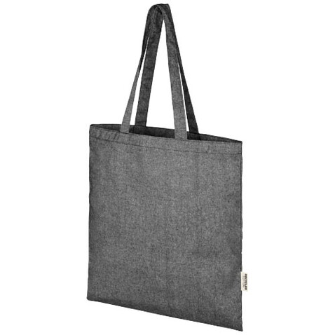 Pheebs 150 g/m² Aware™ recycelte Tragetasche, heather schwarz bedrucken, Art.-Nr. 12070390