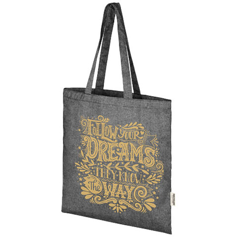 Pheebs 150 g/m² Aware™ recycelte Tragetasche, heather schwarz bedrucken, Art.-Nr. 12070390