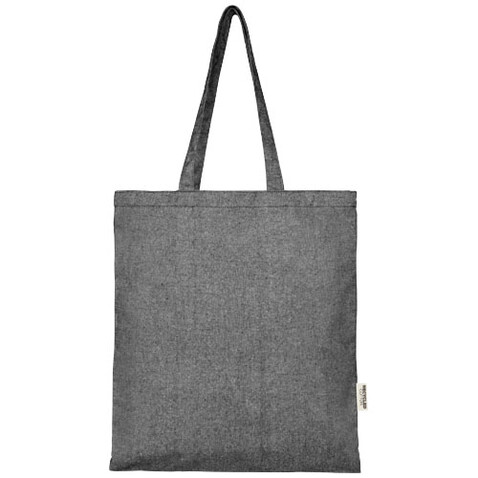 Pheebs 150 g/m² Aware™ recycelte Tragetasche, heather schwarz bedrucken, Art.-Nr. 12070390