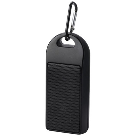 Omni 3 W IPX4 Bluetooth®-Lautsprecher aus recyceltem RCS Kunststoff, schwarz bedrucken, Art.-Nr. 12433390