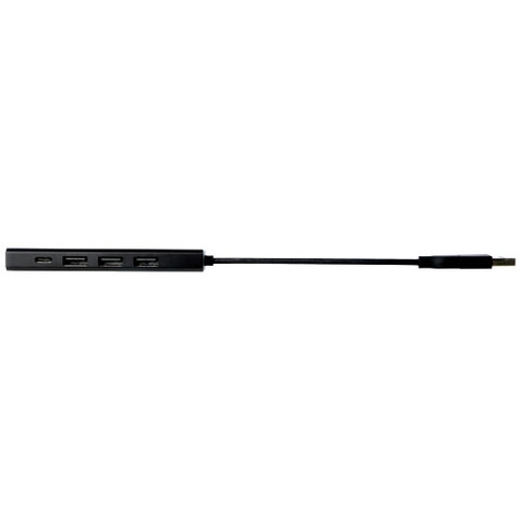 Rise USB 2.0 Hub aus recyceltem RCS Aluminium, schwarz bedrucken, Art.-Nr. 12434490
