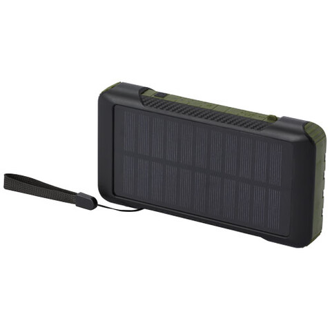 Soldy 10.000 mAh Solardynamo-Powerbank aus recyceltem GRS Kunststoff, armeegrün bedrucken, Art.-Nr. 12434664