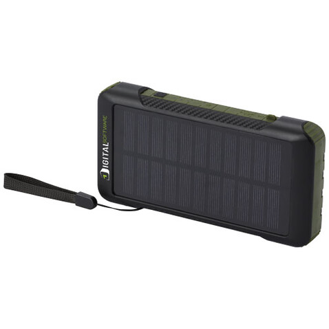 Soldy 10.000 mAh Solardynamo-Powerbank aus recyceltem GRS Kunststoff, armeegrün bedrucken, Art.-Nr. 12434664