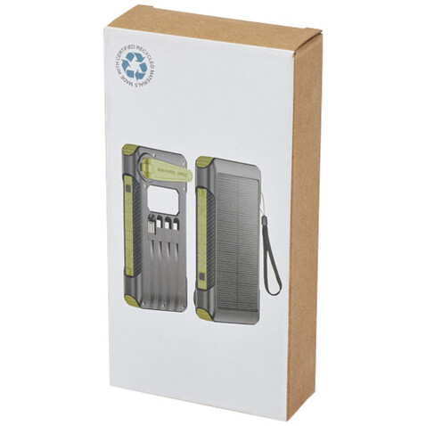 Soldy 10.000 mAh Solardynamo-Powerbank aus recyceltem GRS Kunststoff, armeegrün bedrucken, Art.-Nr. 12434664
