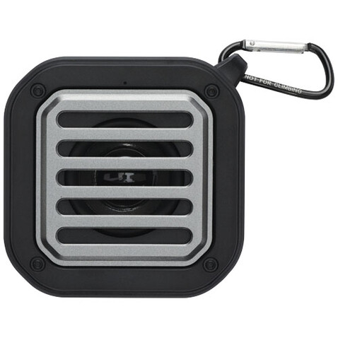 Solo 3W IPX5 Solar Bluetooth®-Lautsprecher aus recyceltem RCS Kunststoff mit Karabinerhaken, schwarz bedrucken, Art.-Nr. 12434790