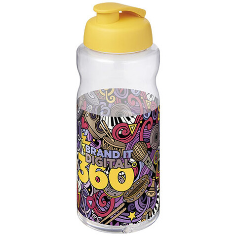 H2O Active® Big Base 1L Sportflasche mit Klappdeckel, gelb bedrucken, Art.-Nr. 21017511