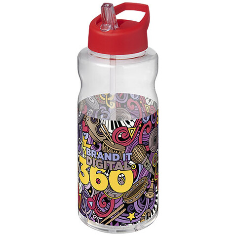 H2O Active® Big Base 1L Sportflasche mit Ausgussdeckel, rot bedrucken, Art.-Nr. 21017621