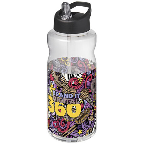 H2O Active® Big Base 1L Sportflasche mit Ausgussdeckel, schwarz bedrucken, Art.-Nr. 21017690