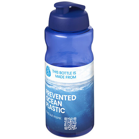 H2O Active® Eco Big Base 1L Sportflasche mit Klappdeckel, blau, blau bedrucken, Art.-Nr. 21017892